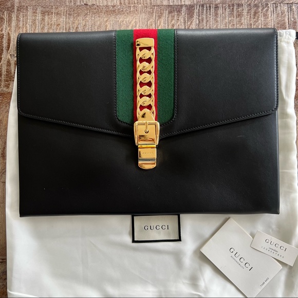 Gucci Black Sylvie Clutch Envelope Bag - Picture 12 of 15